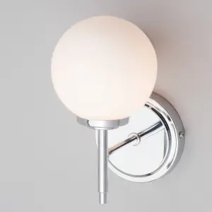 Litecraft Preston Chrome Bathroom Globe Wall Light