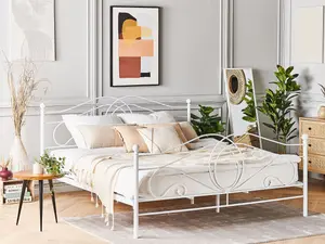 Metal EU King Size Bed White LYRA