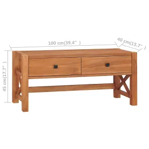 Berkfield Desk with 2 Drawers 100x40x45 cm Recycled Teak Wood