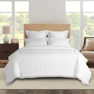 Florane Microfibre 250 TC Reversible Modern & Contemporary Duvet Cover Set with pillow cases White / Double Duvet Cover + 2  Standard Pillowcases