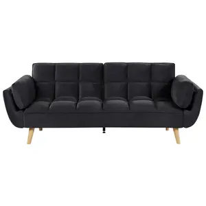 Beliani Retro Sofa Bed ASBY Black Velvet