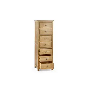 Solid Oak 7 Drawer Narrow Chest - FSC Mix