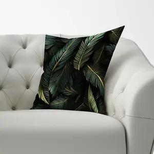 Green and Gold Leaves Cushions 33cm x 48cm