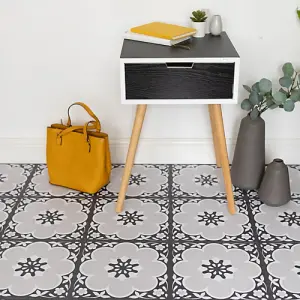 Floor Pops Daphne Black Self Adhesive Vinyl Floor Tiles Pack of 10 (0.93sqm)