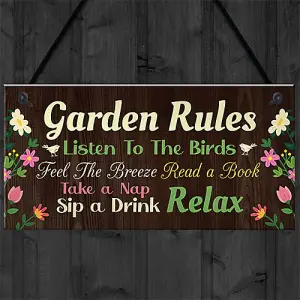 Red Ocean Garden Signs And Plaques For Outside Garden Rules Sign Novelty Hanging Plaque Summer House Sign Shed Sign Friendship