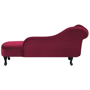 Left Hand Chaise Lounge Velvet Burgundy NIMES