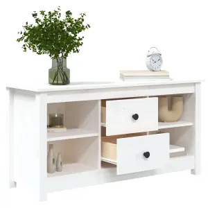 Berkfield TV Cabinet White 103x36.5x52 cm Solid Wood Pine