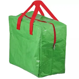 SPARES2GO Xmas Storage Bag Christmas Present Gift Decorations Lights Toys Red Green Pack of 2, Bags