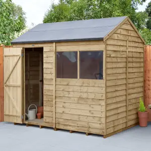 Forest Garden 8x6 ft Reverse apex Wooden Shed with floor & 2 windows - Assembly service included