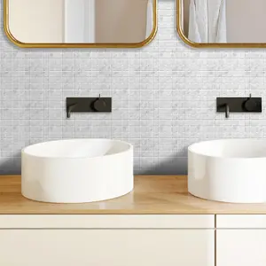 WalplusLux Touch Light Marble Mosaic Wall Tile Sticker Set - 15cm (6inch) - 24pcs One Pack