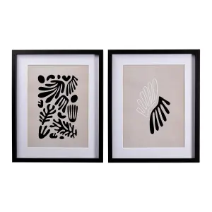 Reflex Abstract matisse inspired design Multicolour Framed print (H)53cm x (W)43cm, Set