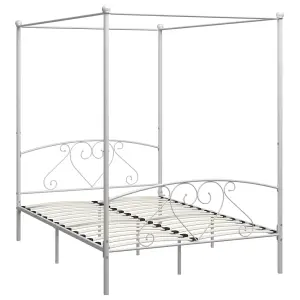 Berkfield Canopy Bed Frame White Metal 160x200 cm