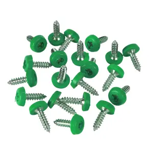 Sealey Green Number Plate Screws 4.8 x 18mm 50 Pieces Plastic Head PTNPG