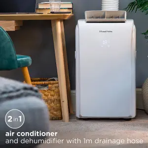 Russell Hobbs Air Conditioner and Dehumidifier 2 in 1 Portable 11000 BTU White RHPAC11001