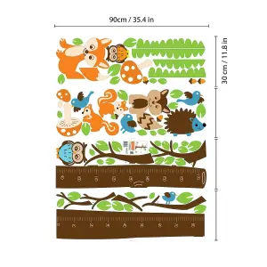 Walplus Wall Stickers Mural Decal Paper Art Fox Tree Height Measure Kids Children Kids Sticker PVC Multicoloured