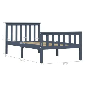 Berkfield Bed Frame Grey Solid Pinewood 100x200 cm