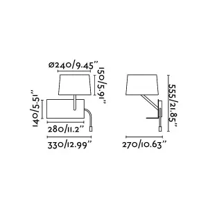 Luminosa Handy 1 Light Indoor Wall Light Reading Lamp White, E27