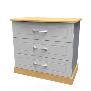 Whitby 3 Drawer Chest in Grey Ash & Oak (Ready Assembled)