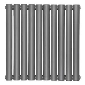 Right Radiators 600x590mm Horizontal Single Oval Column Designer Radiator Anthracite