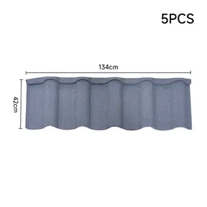 5 Pcs Grey Golan Tile Stone Coated Metal Sheet Roofing Shingles L 1340mm x W 420mm