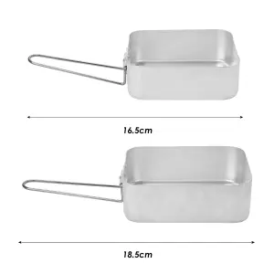 Aluminium Mess Tins, Camping Cookware 2Pcs, Silver, 1.6 & 1.1 litre