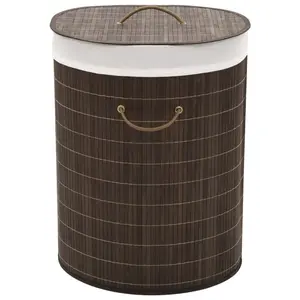 Laundry Hamper Dark Brown / Oval / 40 x 30 x 60 cm