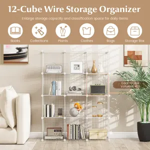 Costway 12 Cube Storage Shelf Rack DIY Wire Grid Bookcase Display Cabinet Organiser