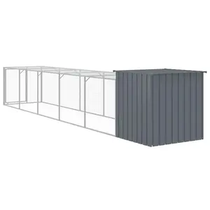 Chicken Cage with Run Anthracite 110x609x110 cm Galvanised Steel