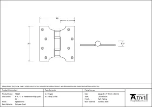 From The Anvil Aged Bronze 4 Inch x 2 Inch x 4 Inch  Parliament Hinge (pair) ss