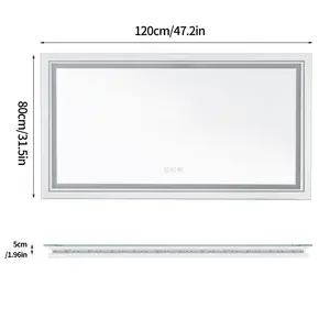 LED Illuminated Bathroom Mirror Fog Free Touch Sensor 80cm H x 120cm W