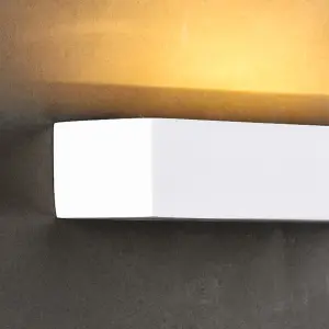 Ceramic Rectangle Wall Light, White Paintable Uplighter G9 socket (NO BULB)