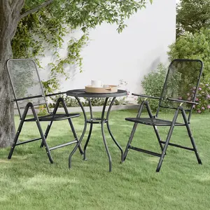 Berkfield Folding Garden Chairs 2 pcs Expanded Metal Mesh Anthracite