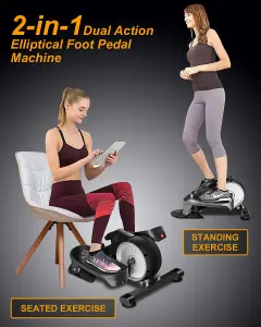 REKA Fitness 2-in-1 Leg & Foot Pedal Exerciser Elliptical Cross Trainer Machine