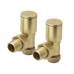 Pair Of Round Gold Angled Radiator Valves