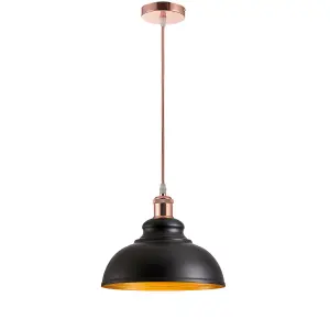 Innoteck Metal Ceiling Lampshade - Black/Inner Gold