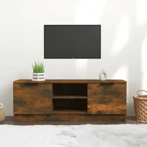 vidaXL TV Cabinet Smoked Oak 102x35x36.5 cm Engineered Wood