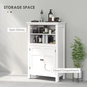 HOMCOM Modern Bathroom Storage Cabinet with Open Shelves, White