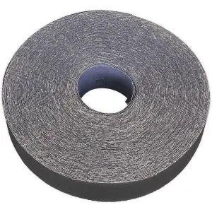 Flexible Blue Twill Emery Roll 25mm x 50m - 60 Grit, Tear Resistant for Precision Metal Finishing