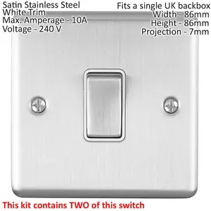 Light Switch Pack - 2x Single & 1x Double Gang - SATIN STEEL / Grey 2 Way 10A