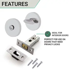 EAI Tubular Bathroom Deadbolt Kit - 76mm Case - 57mm Backset - Polished Stainless