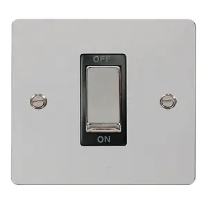 Flat Plate Polished Chrome 1 Gang Ingot Size 45A Switch - Black Trim - SE Home