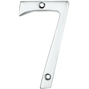 Polished Chrome Door Number 7 75mm Height 4mm Depth House Numeral Plaque