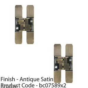 2 PACK - 3D Flush Concealed Cabinet Hinge - 180 Degree Opening Wardrobe ANTIQUE BRONZE