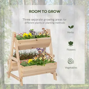 Outsunny Raised Garden Bed Wood Planter Box with Stand for Vegetables Flowers