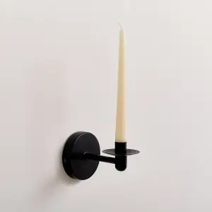 Melody Maison Round Black Metal Candle Wall Sconce