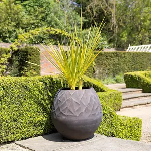 Primrose Natural Cement Round Geometric Pattern Effect Planter in Brown 32cm