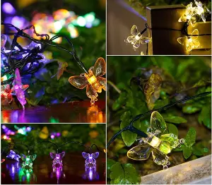 Waterproof Solar Powered Butterfly Fairy String Light in White 7 Meters 50 LED