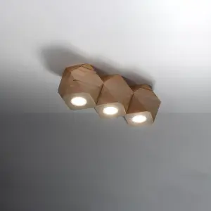 Woody Wood Natural 3 Light Classic Ceiling Light