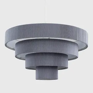 ValueLights Nevada Modern 4 Tier Dark Grey Fabric Ceiling Pendant Light Shade