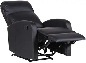 EVRE Recliner Faux Leather Arm Chair with Adjustable Leg Rest and Reclining Functions - Black Comfy Chair For Living Room